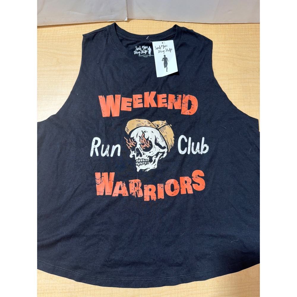 Sarah Marie Design Studio Weekend Run Club Warriors Skull Muscle Tank Top XL Blk